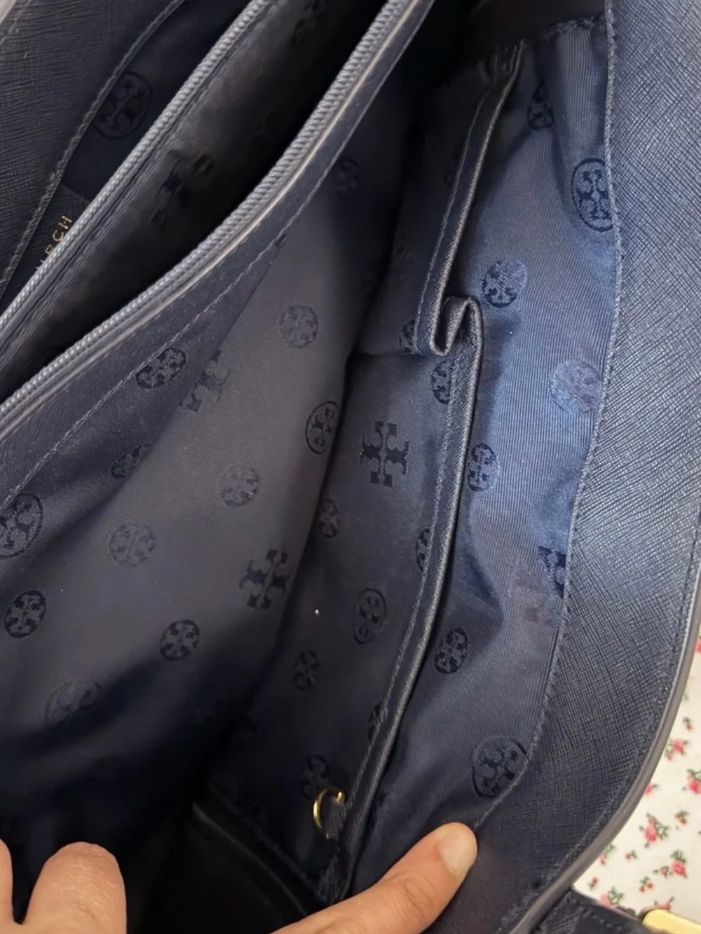 Tory Burch Black Leather tote with gold hardware